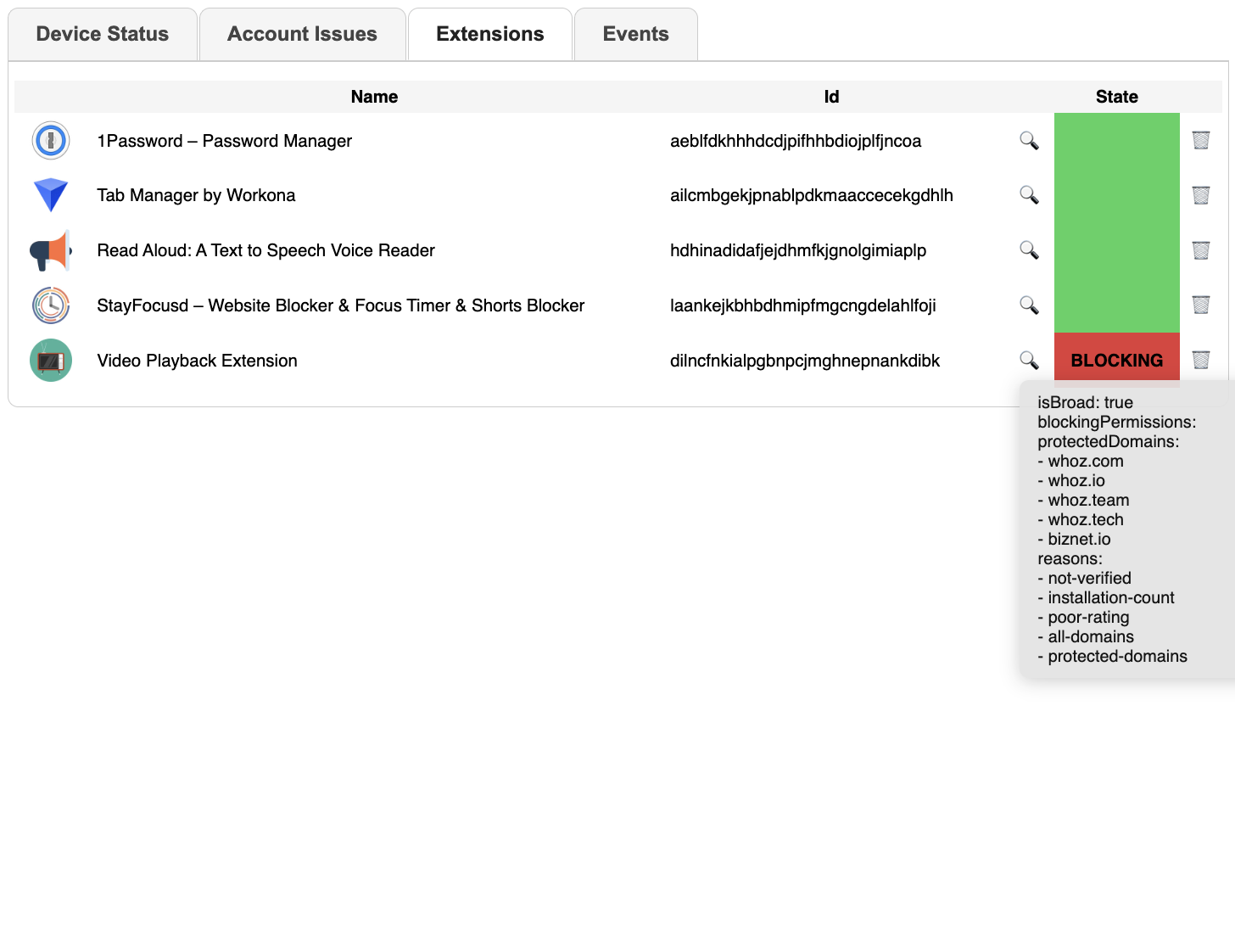 Device Dashboard Screenshot