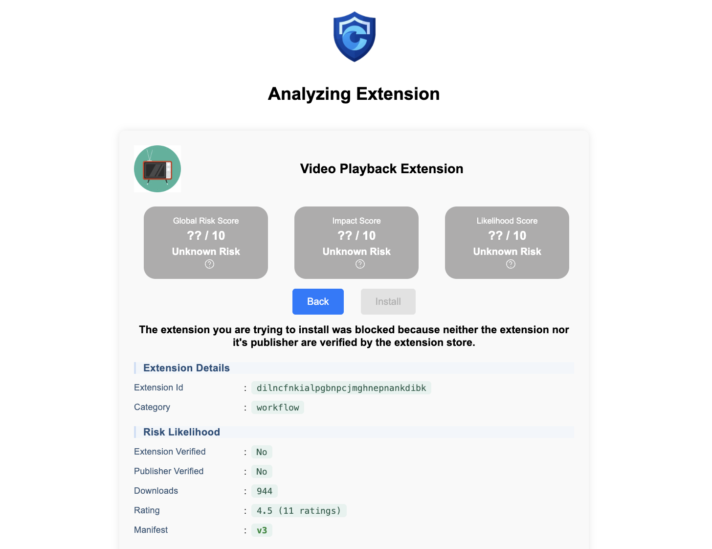 Extension Analysis Screenshot